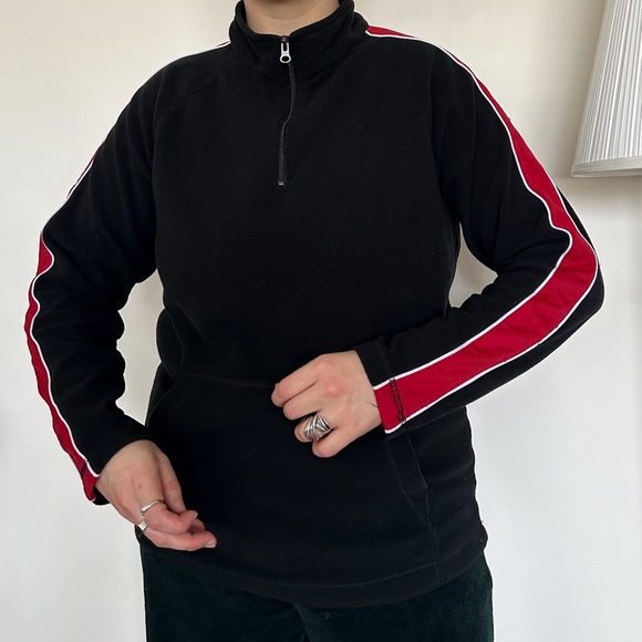 3/50$ Vintage sweatshirt size large / red fleece/ Turtleneck long sleeve - Picture 4 of 8